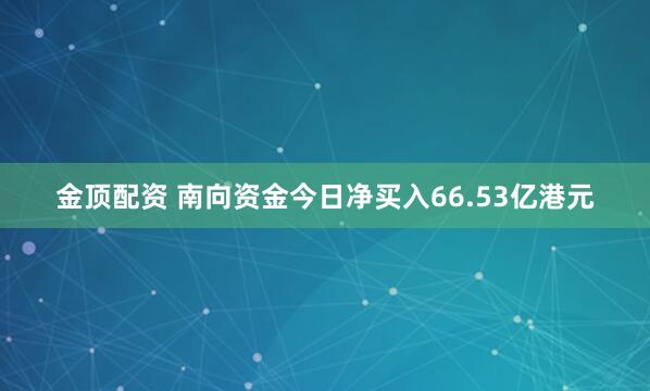 金顶配资 南向资金今日净买入66.53亿港元