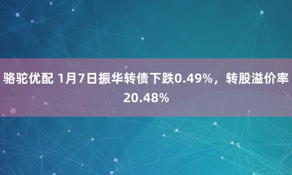 骆驼优配 1月7日振华转债下跌0.49%，转股溢价率20.48%